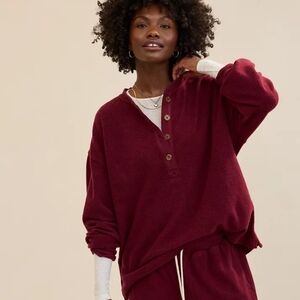 Aerie Sherpa Henley Sweatshirt